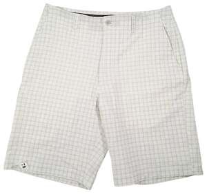 Nicklaus Men's Polyester Shorts Size 32 Olive Green Strips White